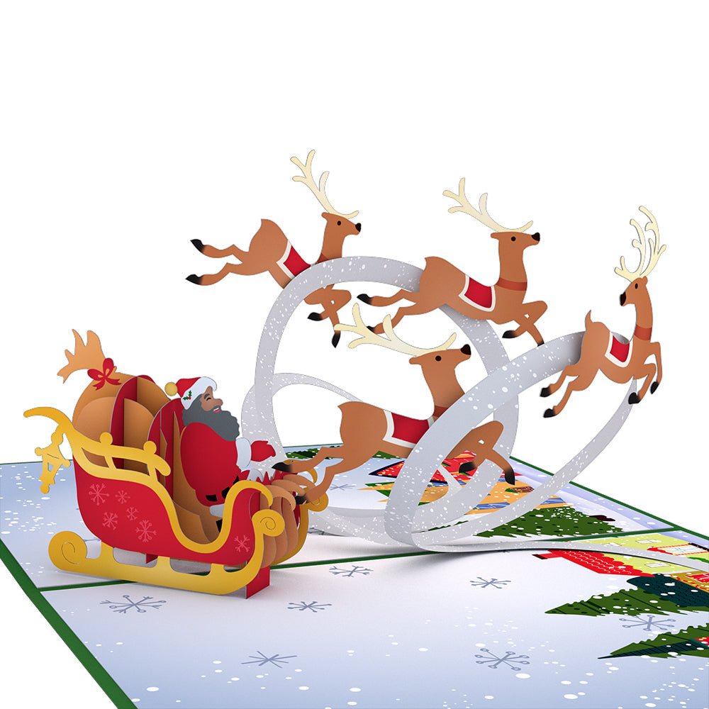 Lovepop - Santa Sleigh and Village 3D Pop - Up Karte - Onlineshop für außergewöhnliche Grußkarten und Paper Art - Online kaufen