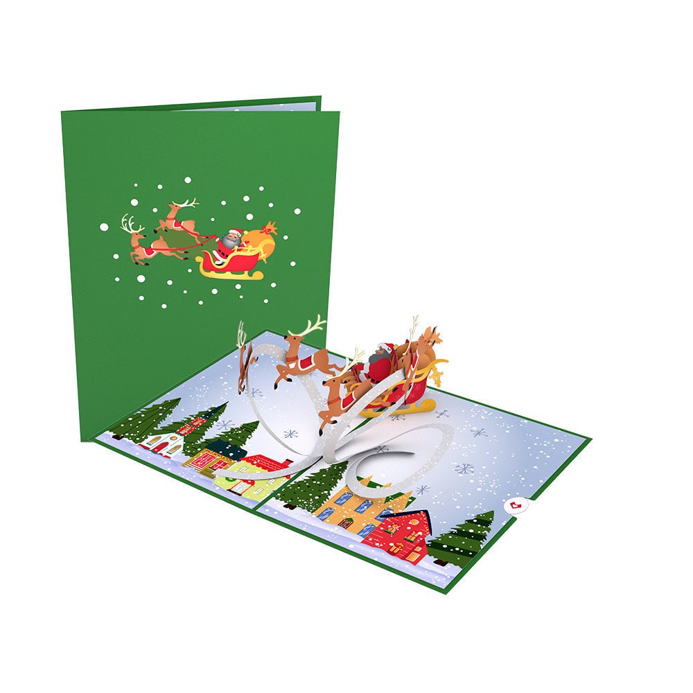 Lovepop - Santa Sleigh and Village 3D Pop - Up Karte - Onlineshop für außergewöhnliche Grußkarten und Paper Art - Online kaufen