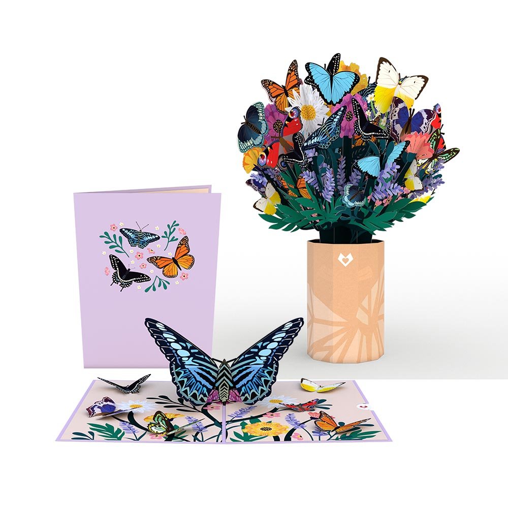 Lovepop - Schmetterlingspaket 3D Pop - Up Karte + Bouquet Set - Onlineshop für außergewöhnliche Grußkarten und Paper Art - Online kaufen