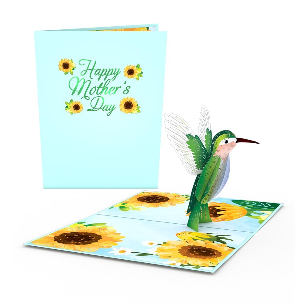 Lovepop - Sonnenblumen mit Kolibri zum Muttertag 3D Pop - Up Karte - Onlineshop für außergewöhnliche Grußkarten und Paper Art - Online kaufen