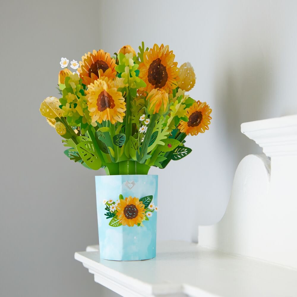 Lovepop - Sonnenblumenblütenstrauß 3D Pop - Up Bouquet - Onlineshop für außergewöhnliche Grußkarten und Paper Art - Online kaufen