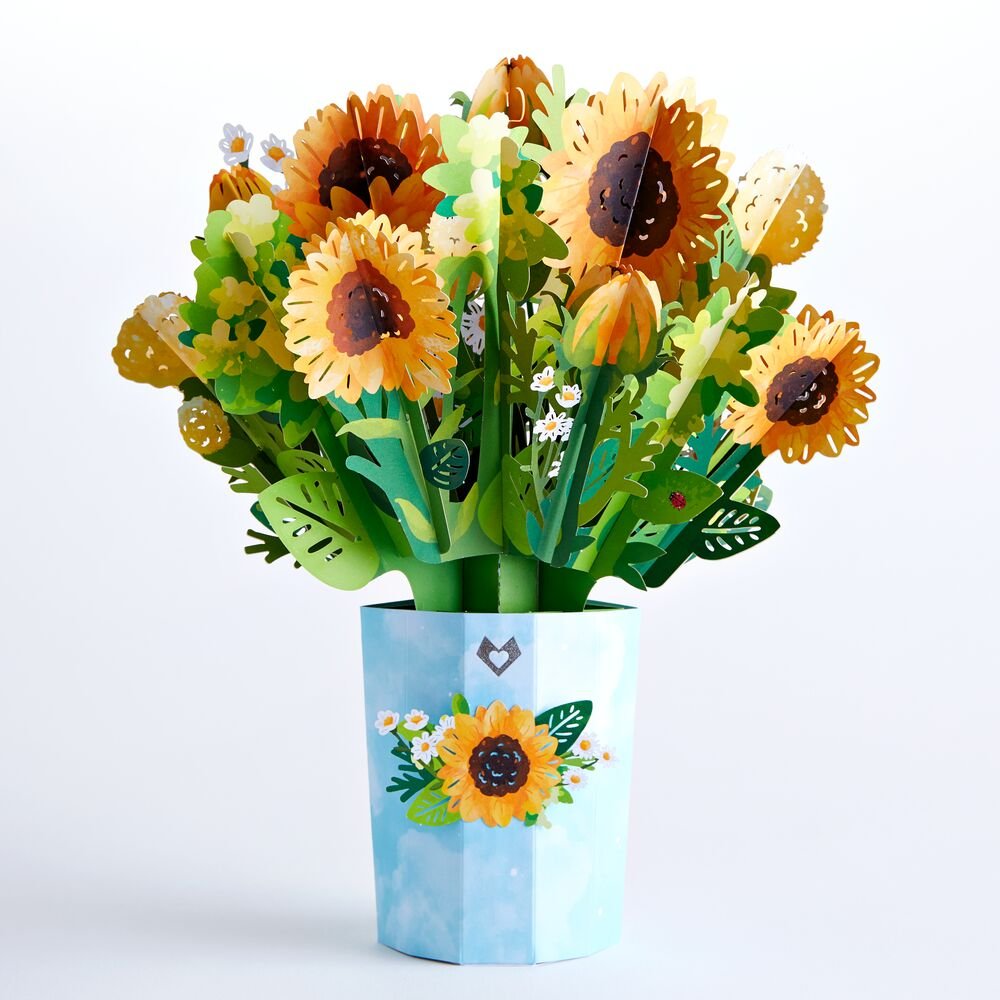 Lovepop - Sonnenblumenblütenstrauß 3D Pop - Up Bouquet - Onlineshop für außergewöhnliche Grußkarten und Paper Art - Online kaufen