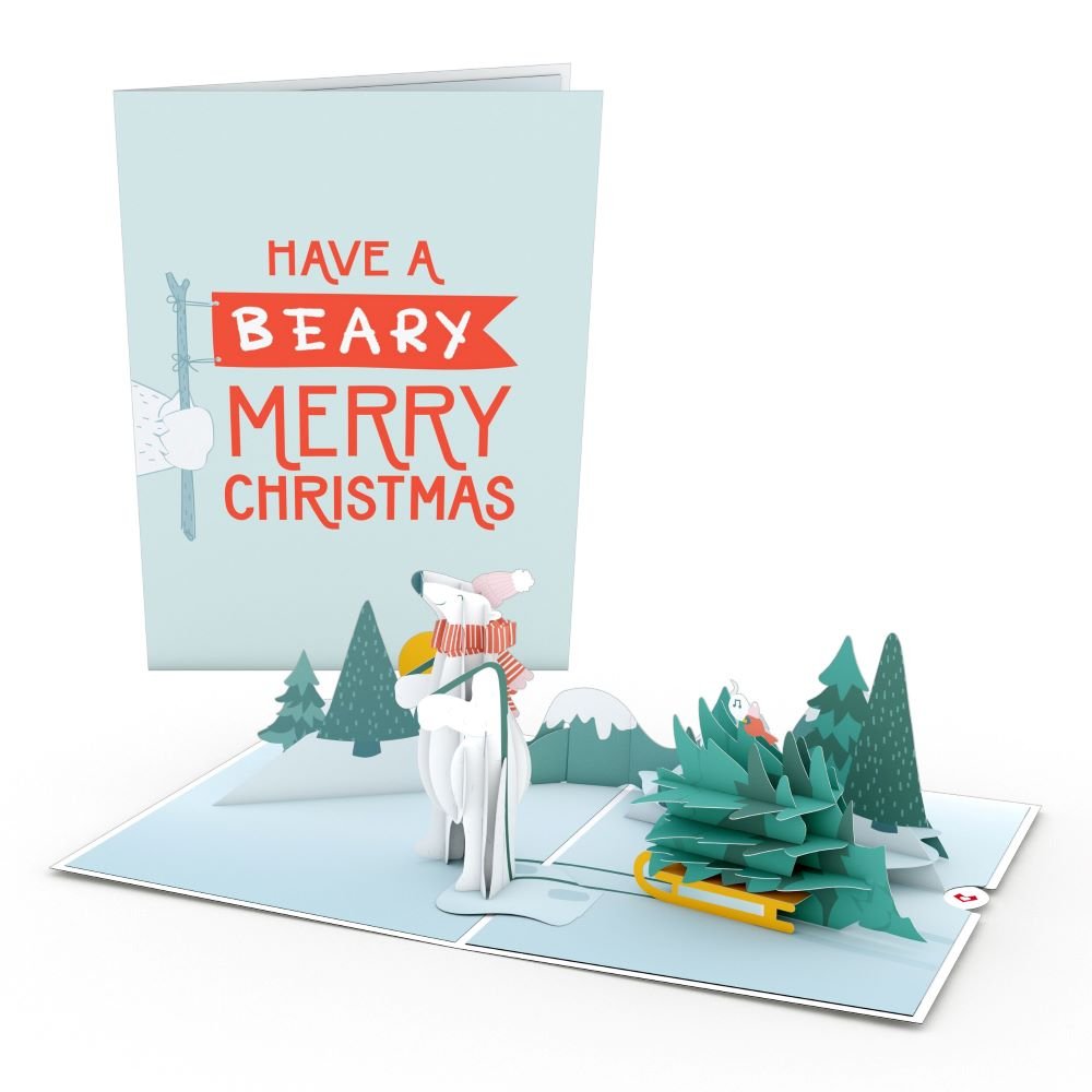 Lovepop - Weihnachten - frohe Bärige 3D Pop - Up Karte - Onlineshop für außergewöhnliche Grußkarten und Paper Art - Online kaufen