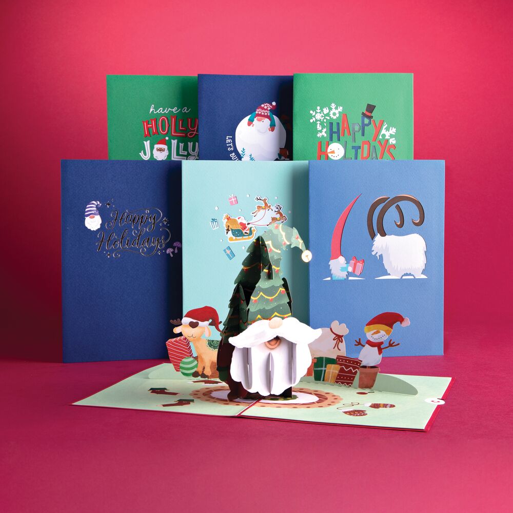 Lovepop - Weihnachts - 7er - Pack Weihnachtsmänner, Zwerge und Freunde 3D Pop - Up Kartenpaket - Onlineshop für außergewöhnliche Grußkarten und Paper Art - Online kaufen