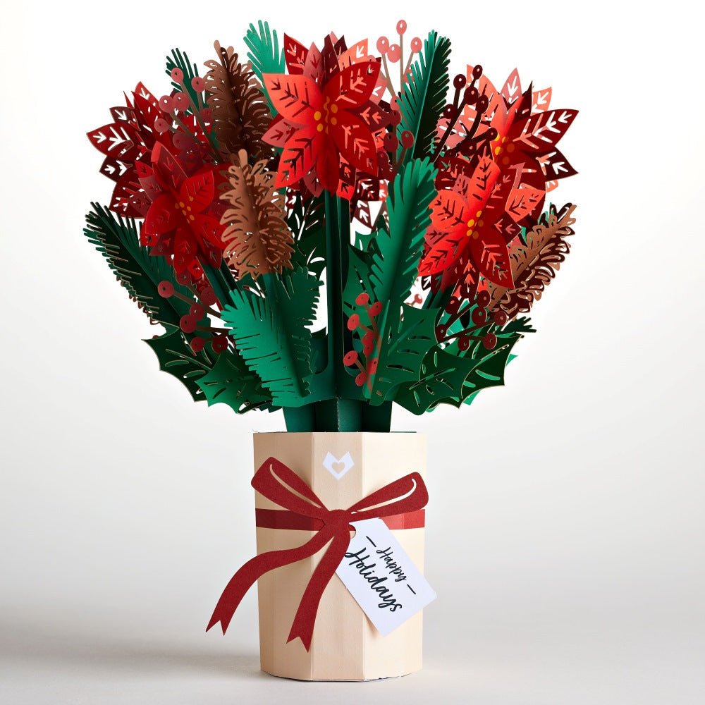 Lovepop - Weihnachts - Blumenstrauß mit Weihnachtssternen 3D Pop - Up Bouquet - Onlineshop für außergewöhnliche Grußkarten und Paper Art - Online kaufen