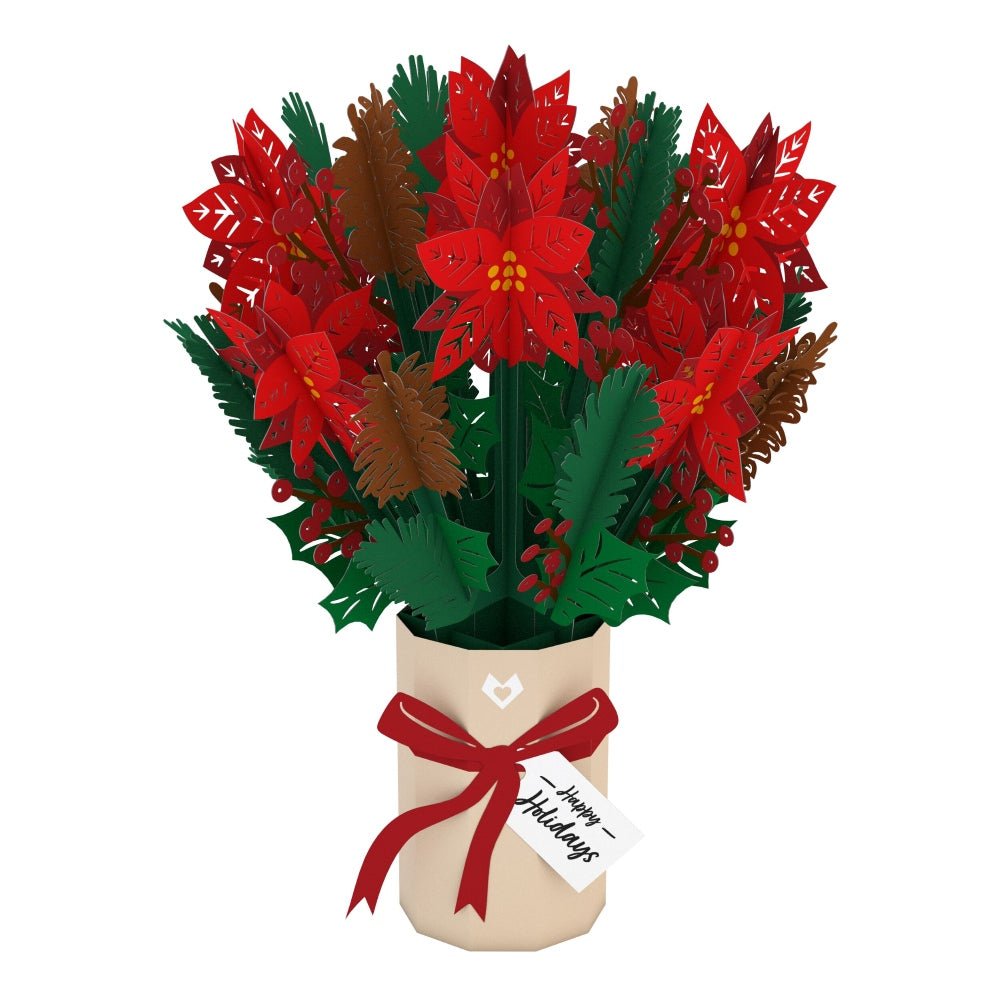 Lovepop - Weihnachts - Blumenstrauß mit Weihnachtssternen 3D Pop - Up Bouquet - Onlineshop für außergewöhnliche Grußkarten und Paper Art - Online kaufen