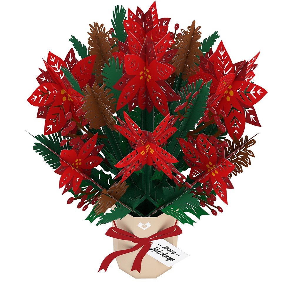 Lovepop - Weihnachts - Blumenstrauß mit Weihnachtssternen 3D Pop - Up Bouquet - Onlineshop für außergewöhnliche Grußkarten und Paper Art - Online kaufen