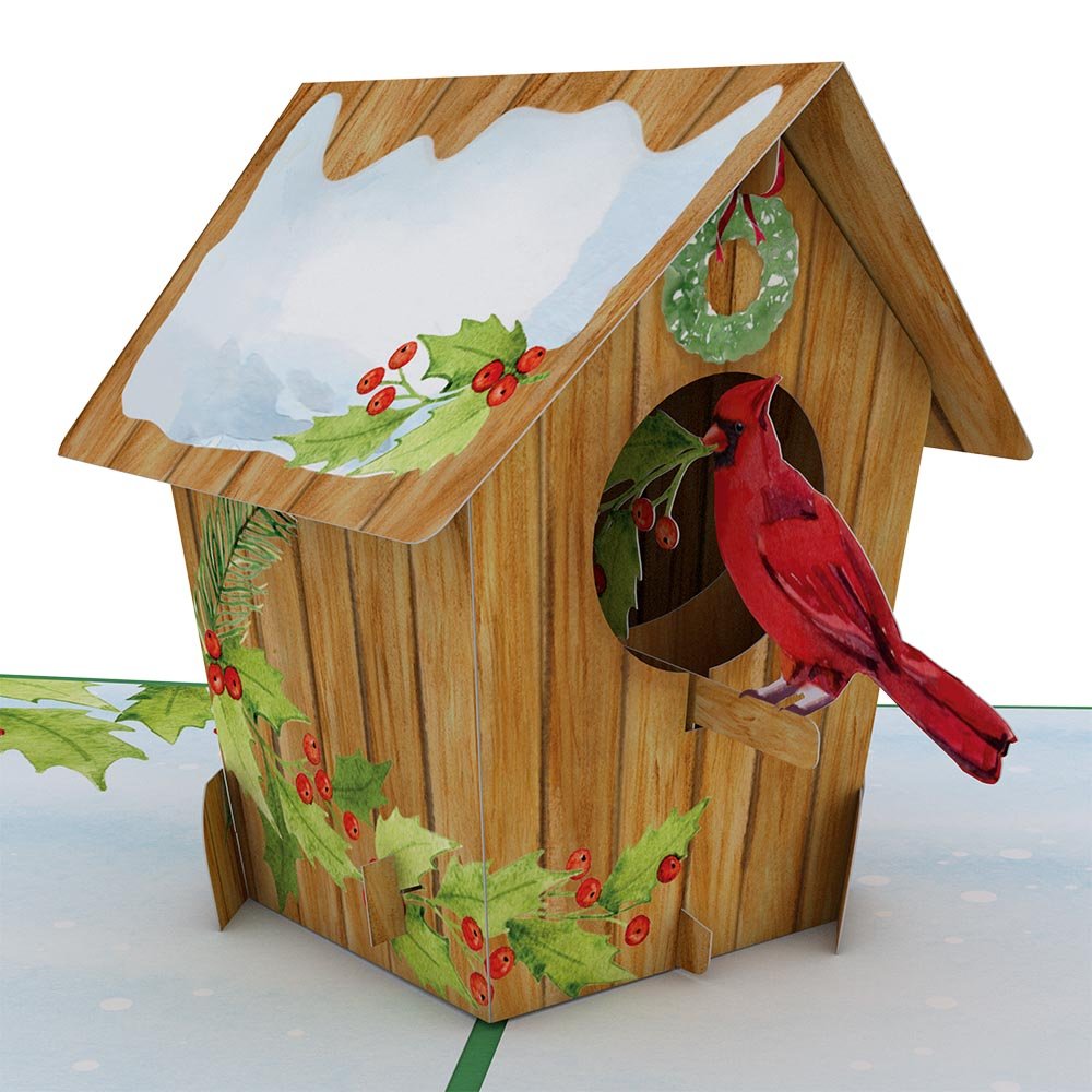 Lovepop - Weihnachts - Kardinal Vogelhäuschen 3D Pop - Up Karte - Onlineshop für außergewöhnliche Grußkarten und Paper Art - Online kaufen