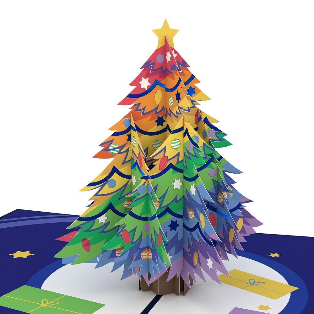 Lovepop - Weihnachts - Regenbogen Weihnachtsbaum 3D Pop - Up Karte - Onlineshop für außergewöhnliche Grußkarten und Paper Art - Online kaufen