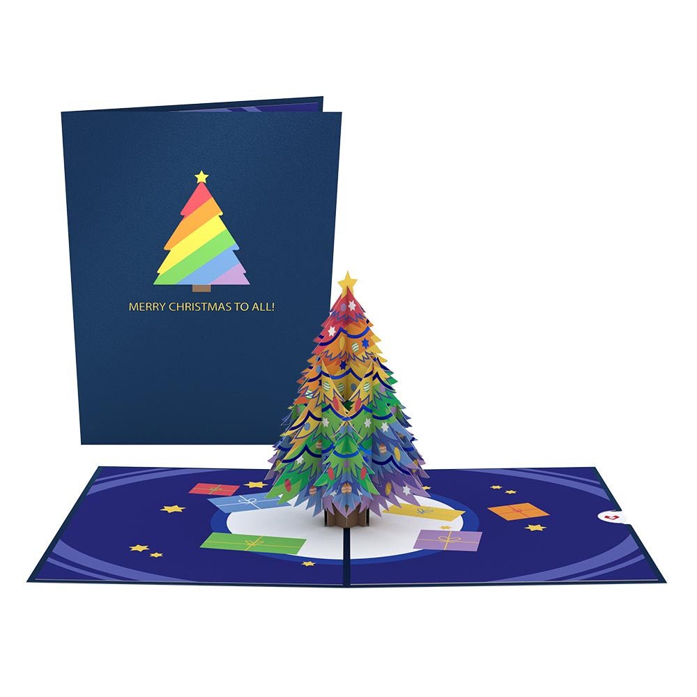 Lovepop - Weihnachts - Regenbogen Weihnachtsbaum 3D Pop - Up Karte - Onlineshop für außergewöhnliche Grußkarten und Paper Art - Online kaufen