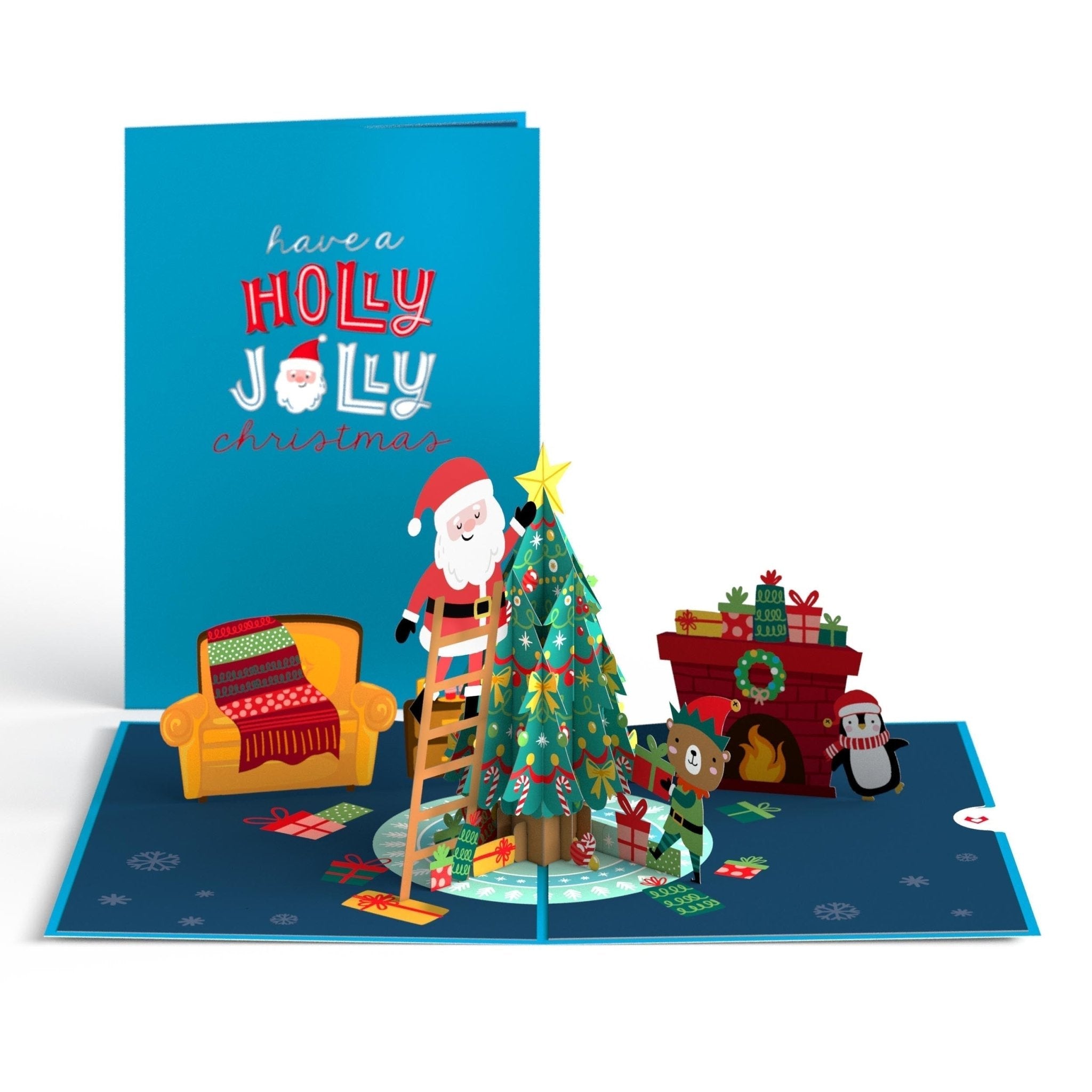 Lovepop - Weihnachtsmann schmückt den Weihnachtsbaum 3D Pop - Up Karte - Onlineshop für außergewöhnliche Grußkarten und Paper Art - Online kaufen