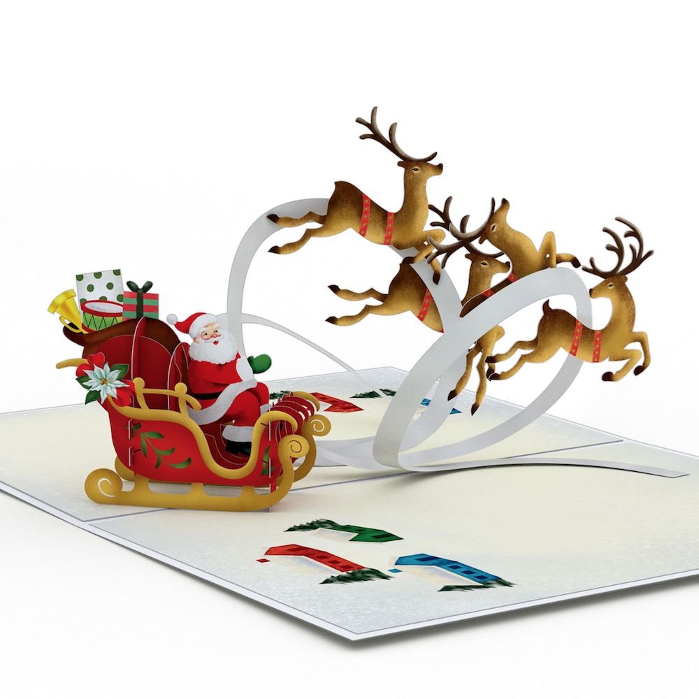 Lovepop - Weihnachtsmannschlitten und Rentier 3D Pop - Up Karte - Onlineshop für außergewöhnliche Grußkarten und Paper Art - Online kaufen