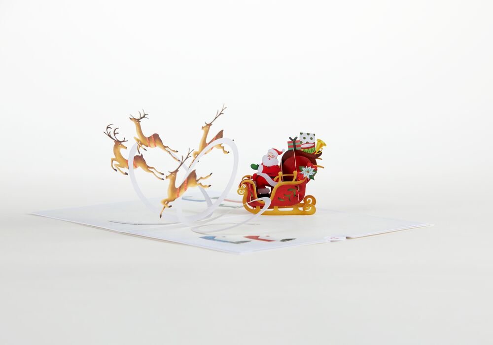 Lovepop - Weihnachtsmannschlitten und Rentier 3D Pop - Up Karte - Onlineshop für außergewöhnliche Grußkarten und Paper Art - Online kaufen