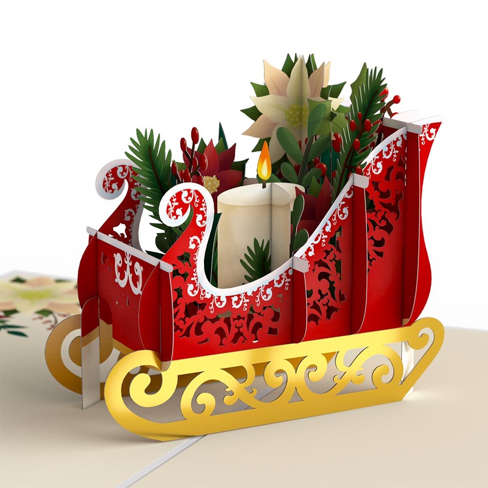 Lovepop - Weihnachtsstern - Schlitten 3D Pop - Up Karte - Onlineshop für außergewöhnliche Grußkarten und Paper Art - Online kaufen