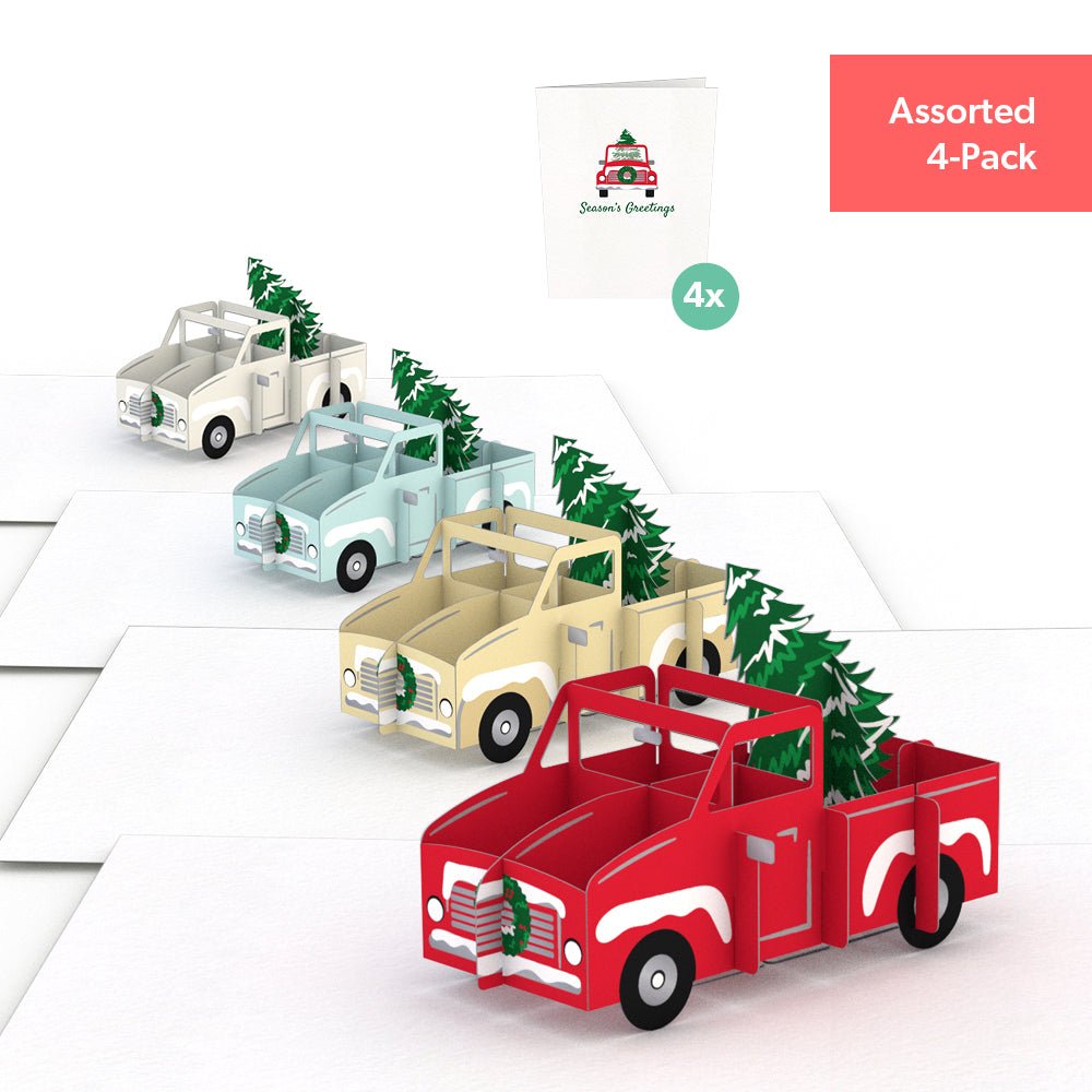 Lovepop - Weihnachtstruck Notizkarten 4er - Pack 3D Pop - Up Kartenpaket - Onlineshop für außergewöhnliche Grußkarten und Paper Art - Online kaufen