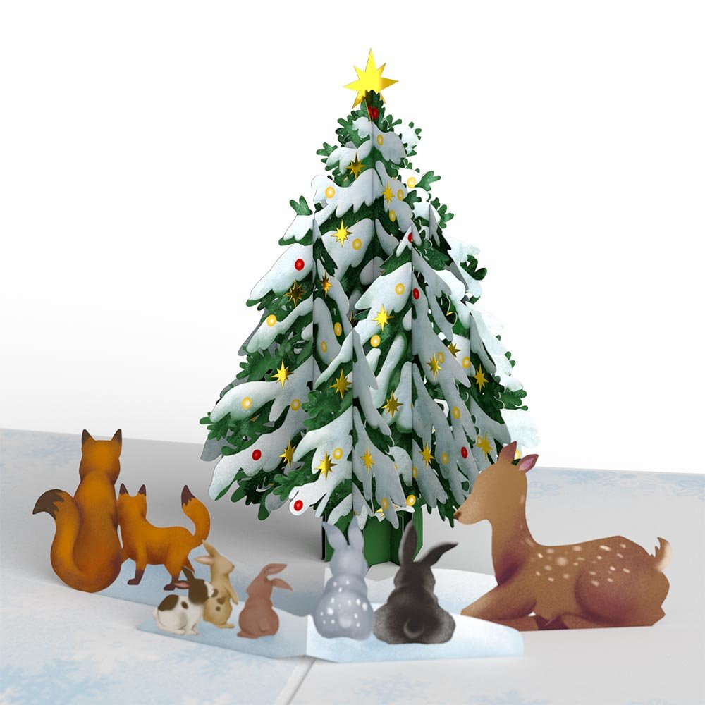 Lovepop - Weiße Weihnachten im Wald 3D Pop - Up Karte - Onlineshop für außergewöhnliche Grußkarten und Paper Art - Online kaufen