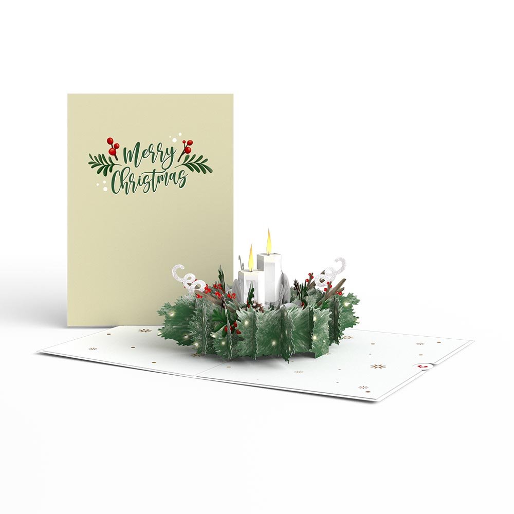 Lovepop - Winterkranz Weihnachtskerze 3D Pop - Up Karte - Onlineshop für außergewöhnliche Grußkarten und Paper Art - Online kaufen