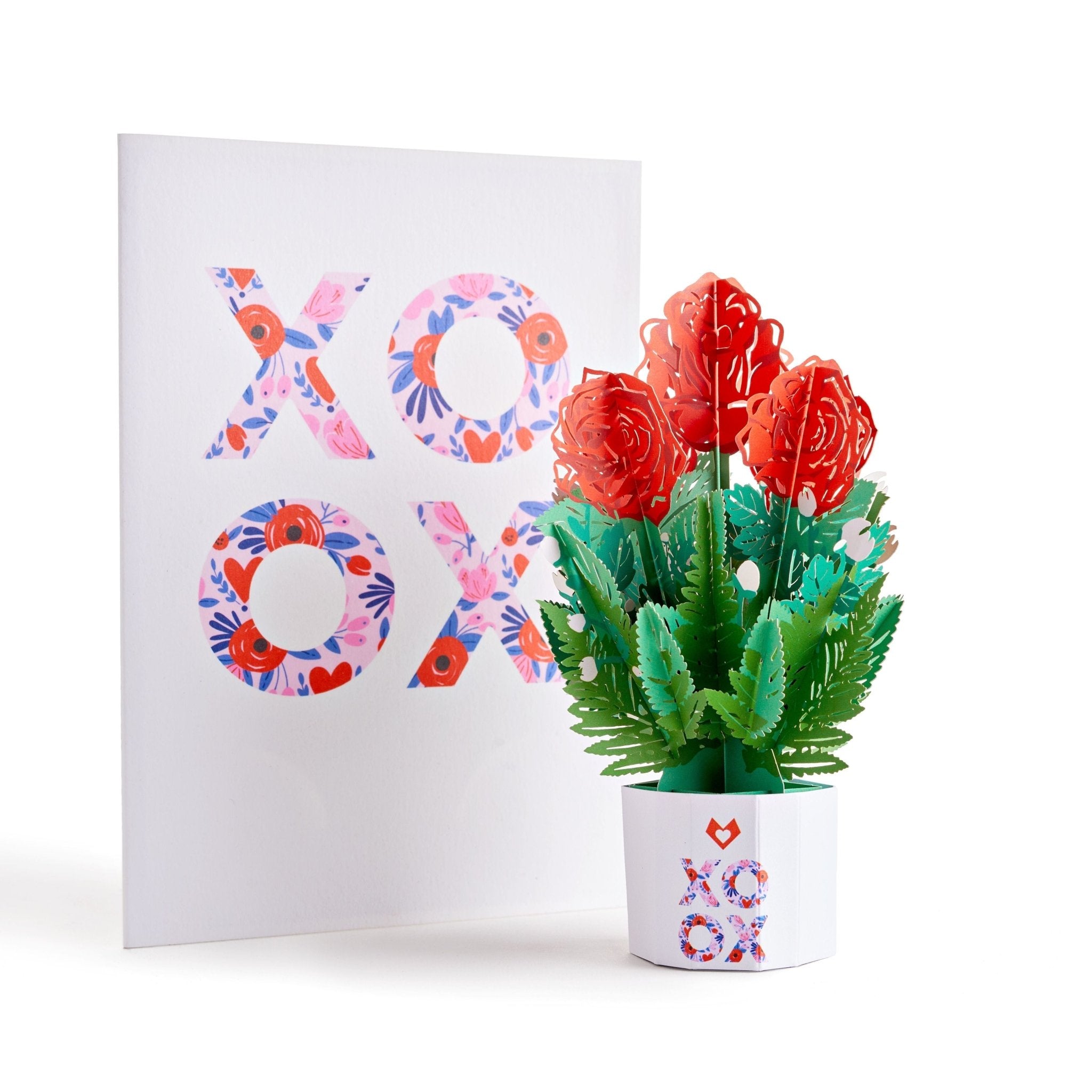 Lovepop - XOXO Küsschen Karte mit Mini - Blumenstrauß 3D Pop - Up Karte - Onlineshop für außergewöhnliche Grußkarten und Paper Art - Online kaufen