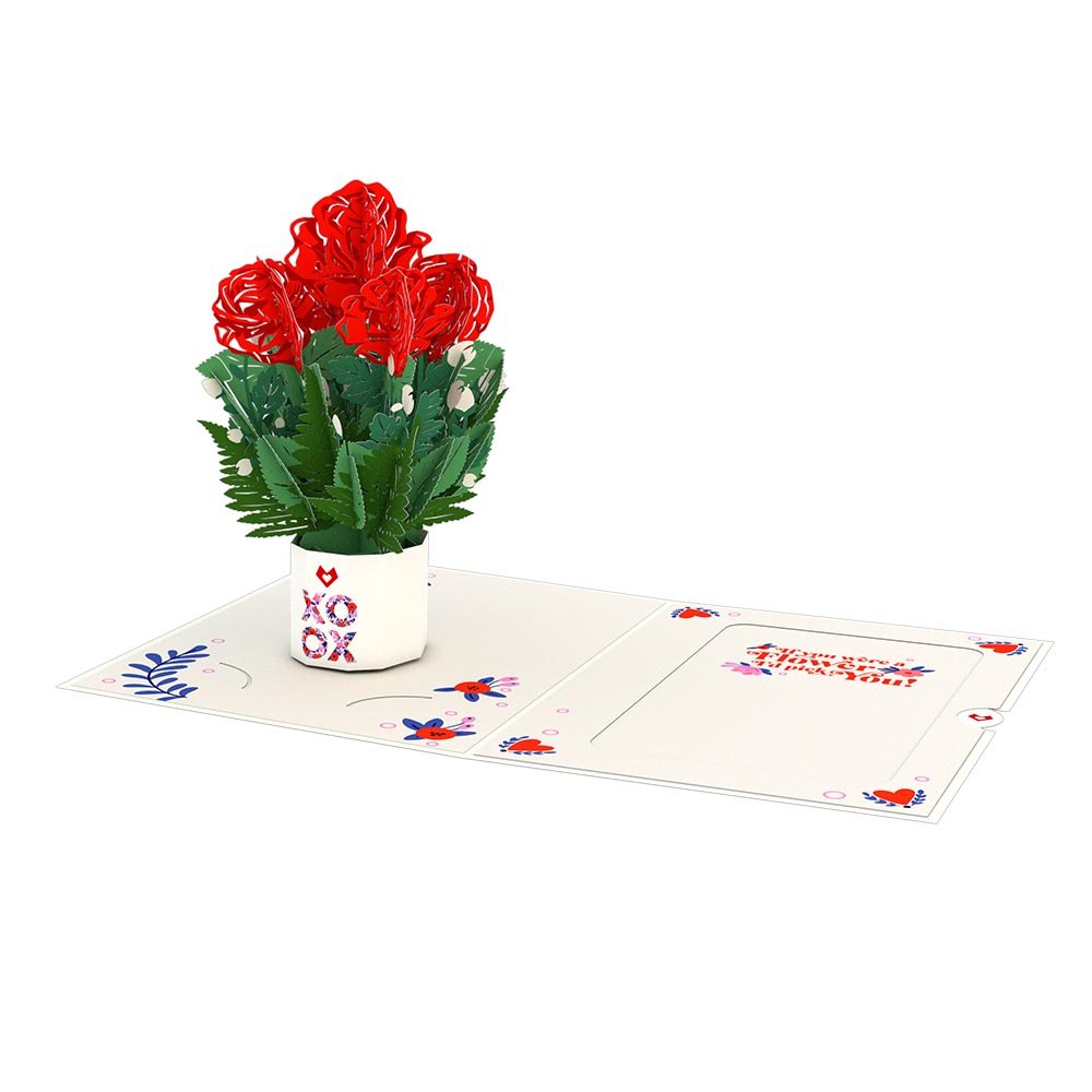 Lovepop - XOXO Küsschen Karte mit Mini - Blumenstrauß 3D Pop - Up Karte - Onlineshop für außergewöhnliche Grußkarten und Paper Art - Online kaufen