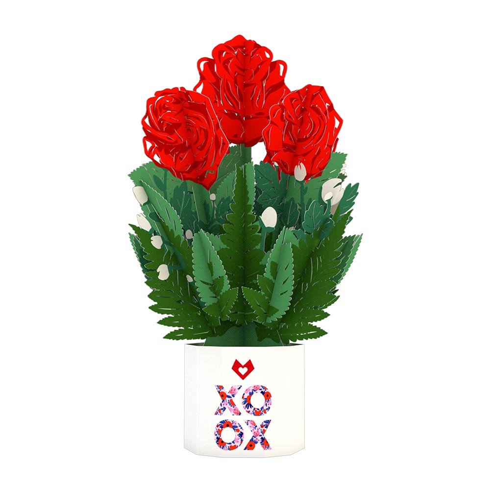 Lovepop - XOXO Küsschen Karte mit Mini - Blumenstrauß 3D Pop - Up Karte - Onlineshop für außergewöhnliche Grußkarten und Paper Art - Online kaufen